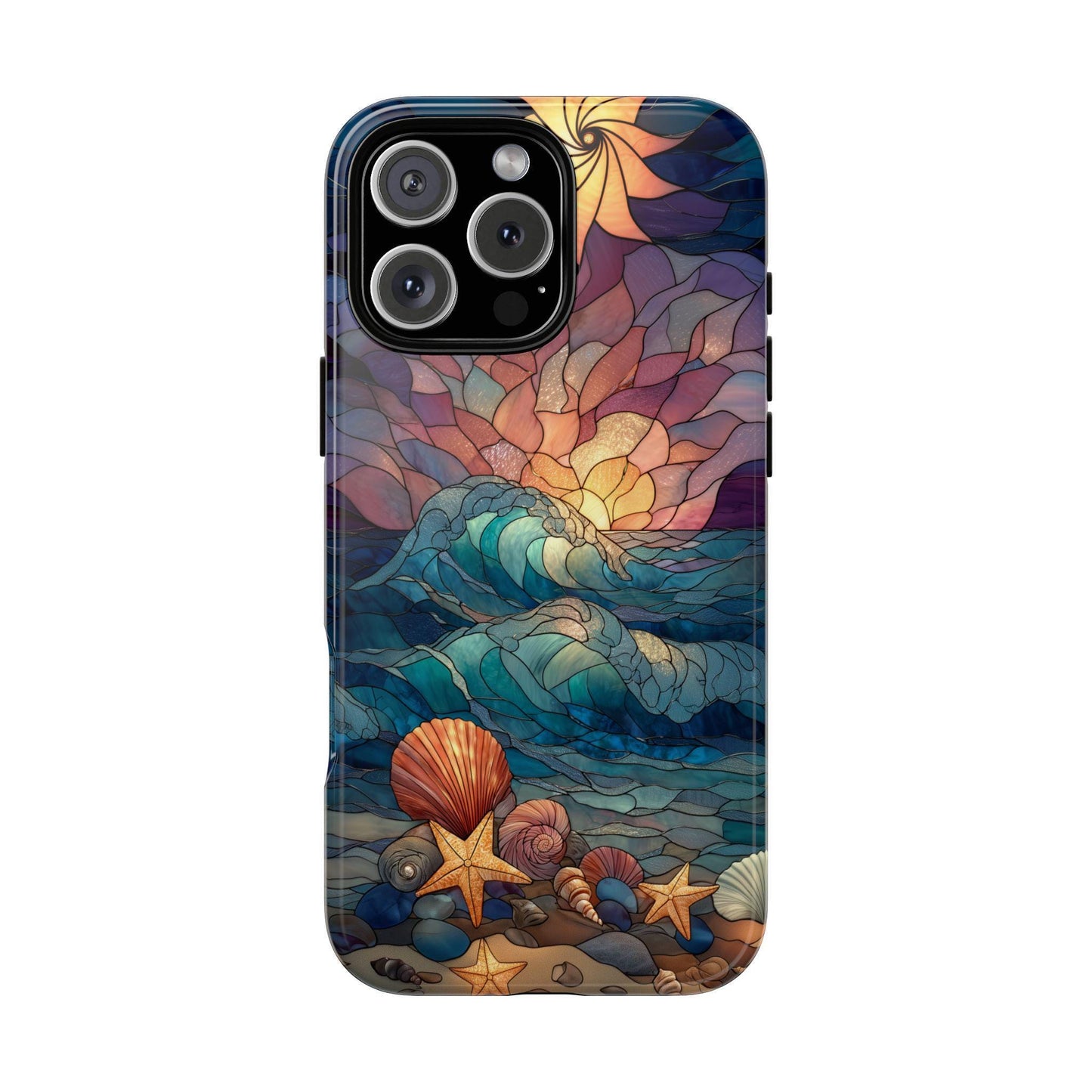 Sea Shells Beach Sunset Stained Glass