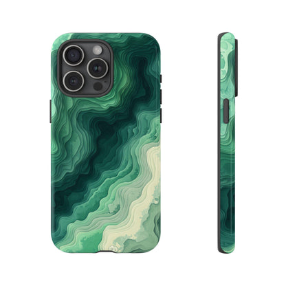 Topographic Green Wave Map Pattern