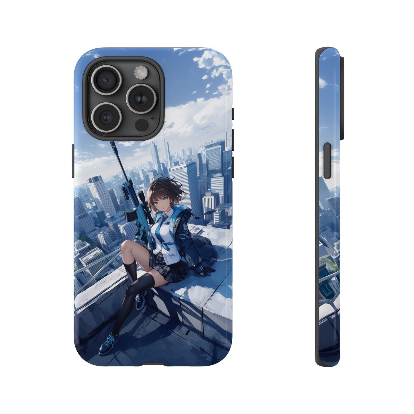 Anime Schoolgirl Sniper City Rooftop