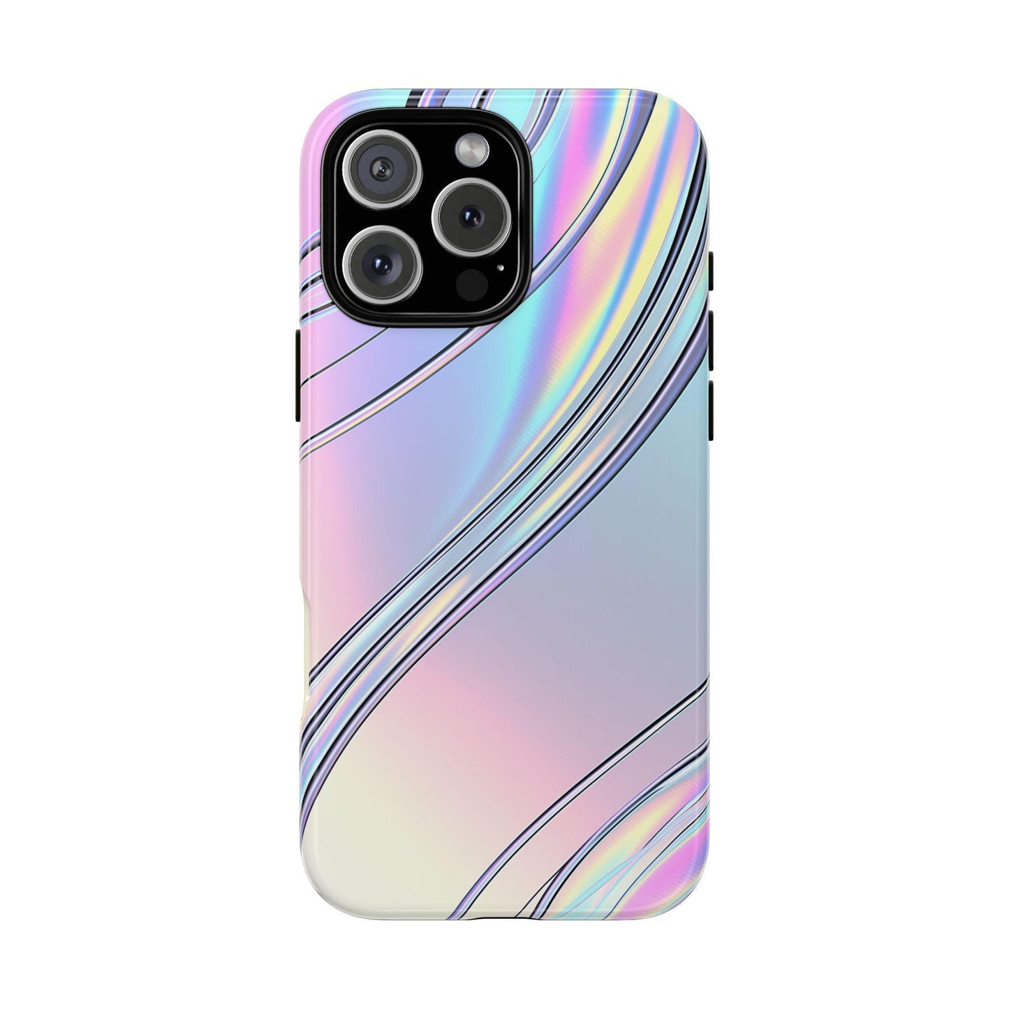 Sleek Iridescent Silver Waves