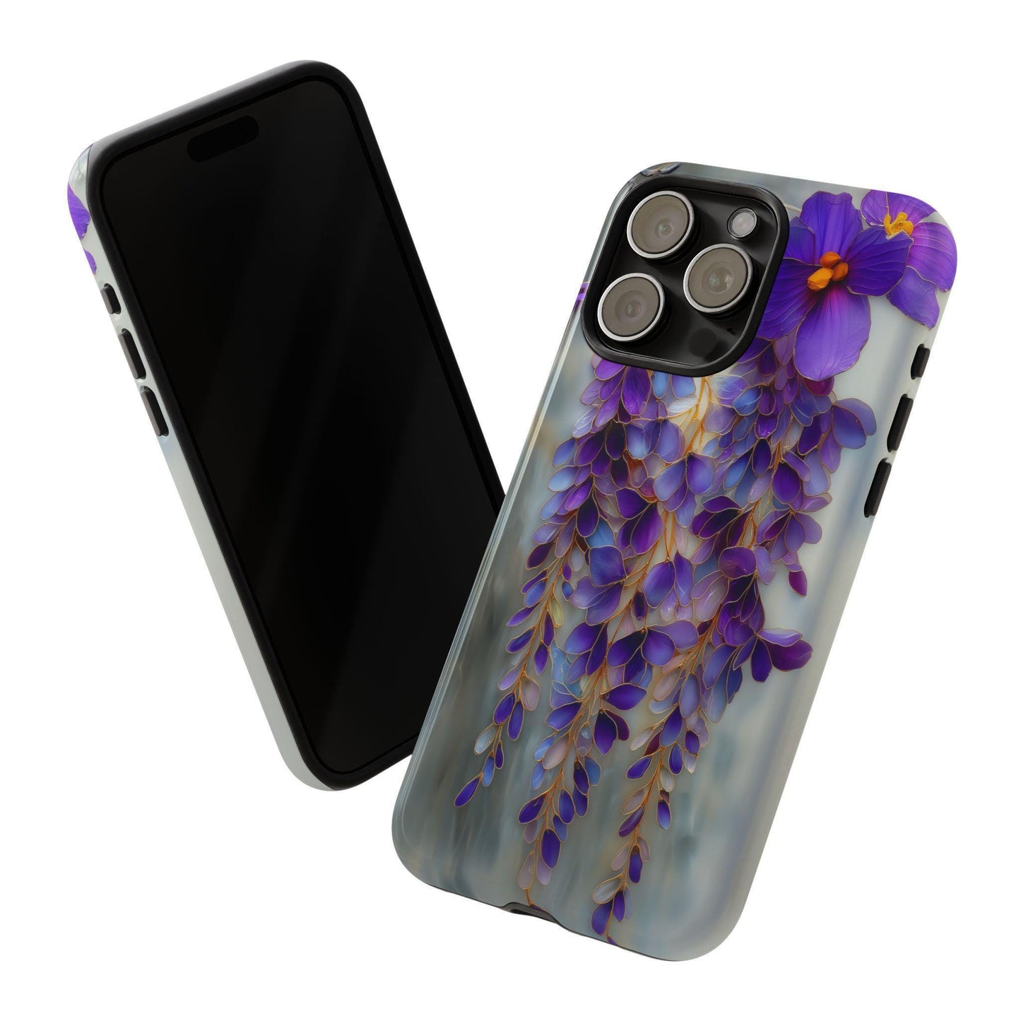 Wisteria Purple Flower Silver Stained Glass