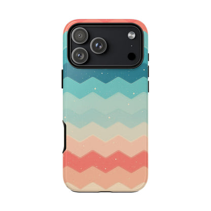 Turquoise Coral Gradient Chevron Wave