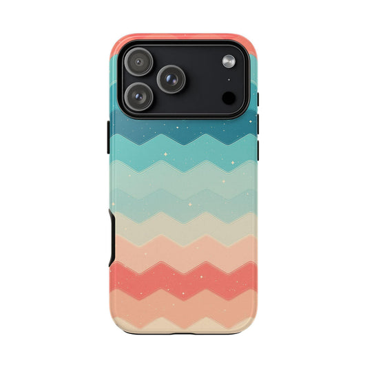 Turquoise Coral Gradient Chevron Wave