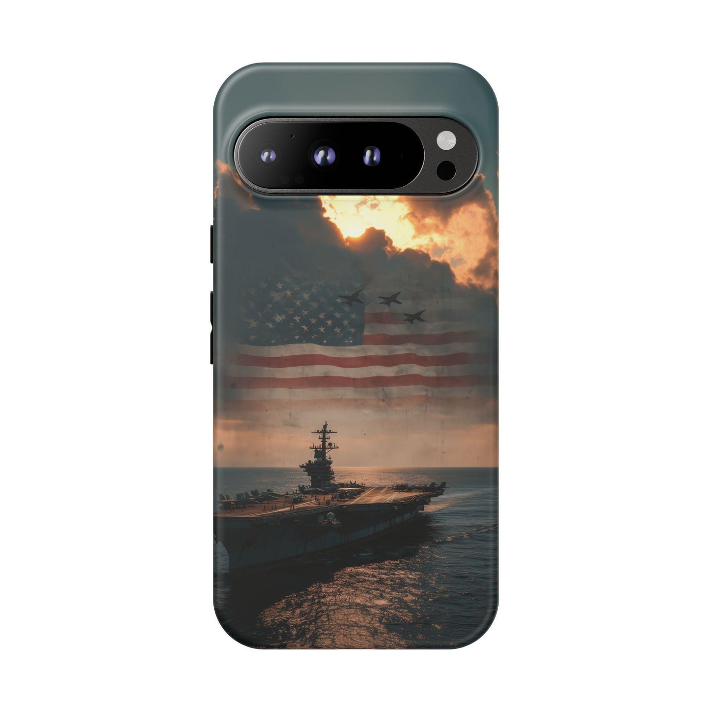US Navy Carrier Ship American Flag