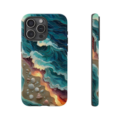Sea Waves Stained Glass Shells