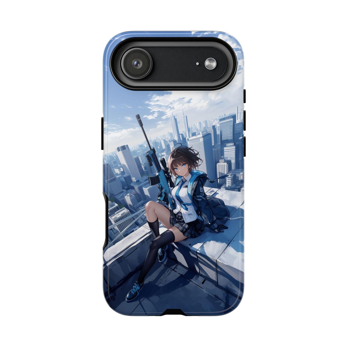 Anime Schoolgirl Sniper City Rooftop