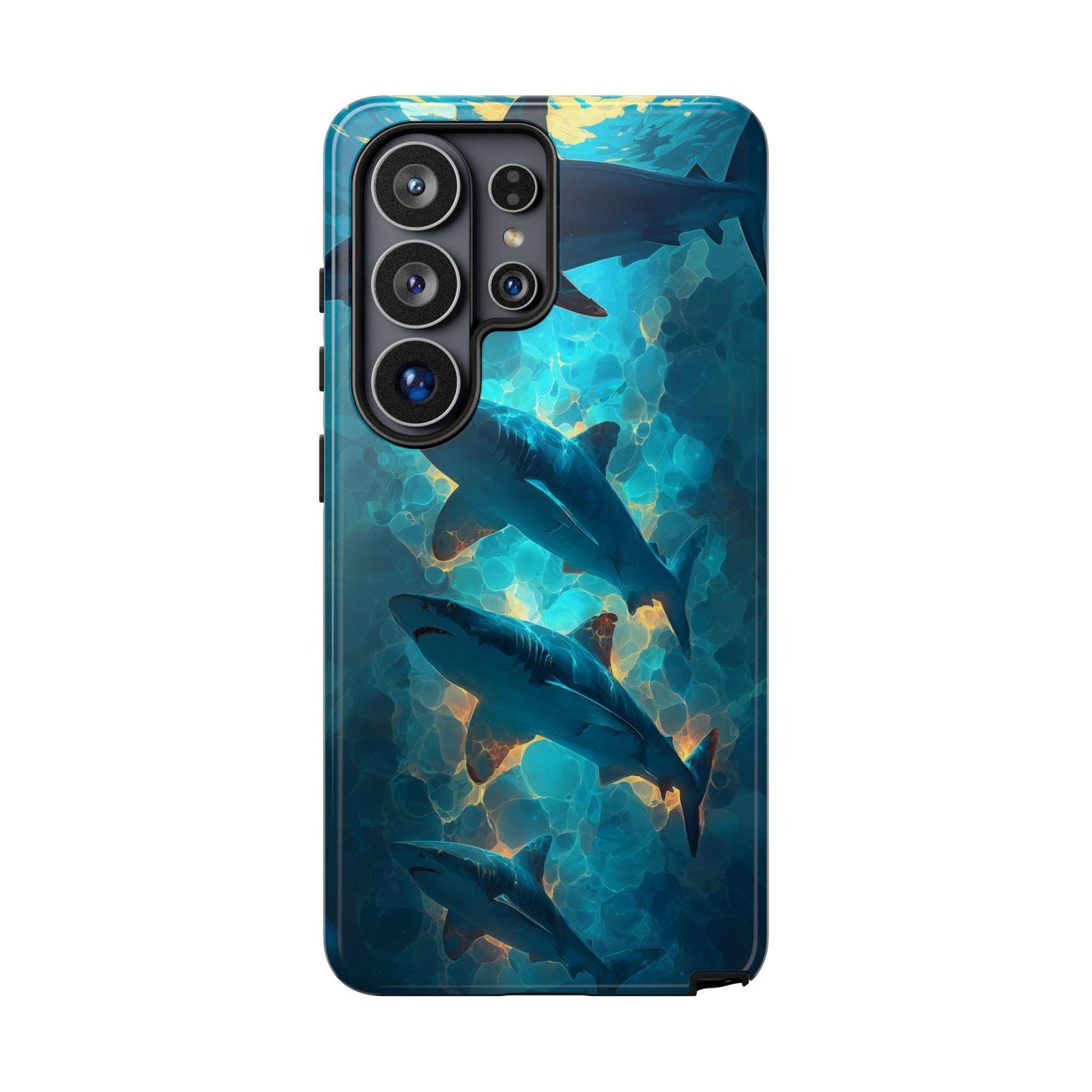 a collection of phone cases for various smartphone models, including an iPhone, Samsung Galaxy, and Google Pixel.