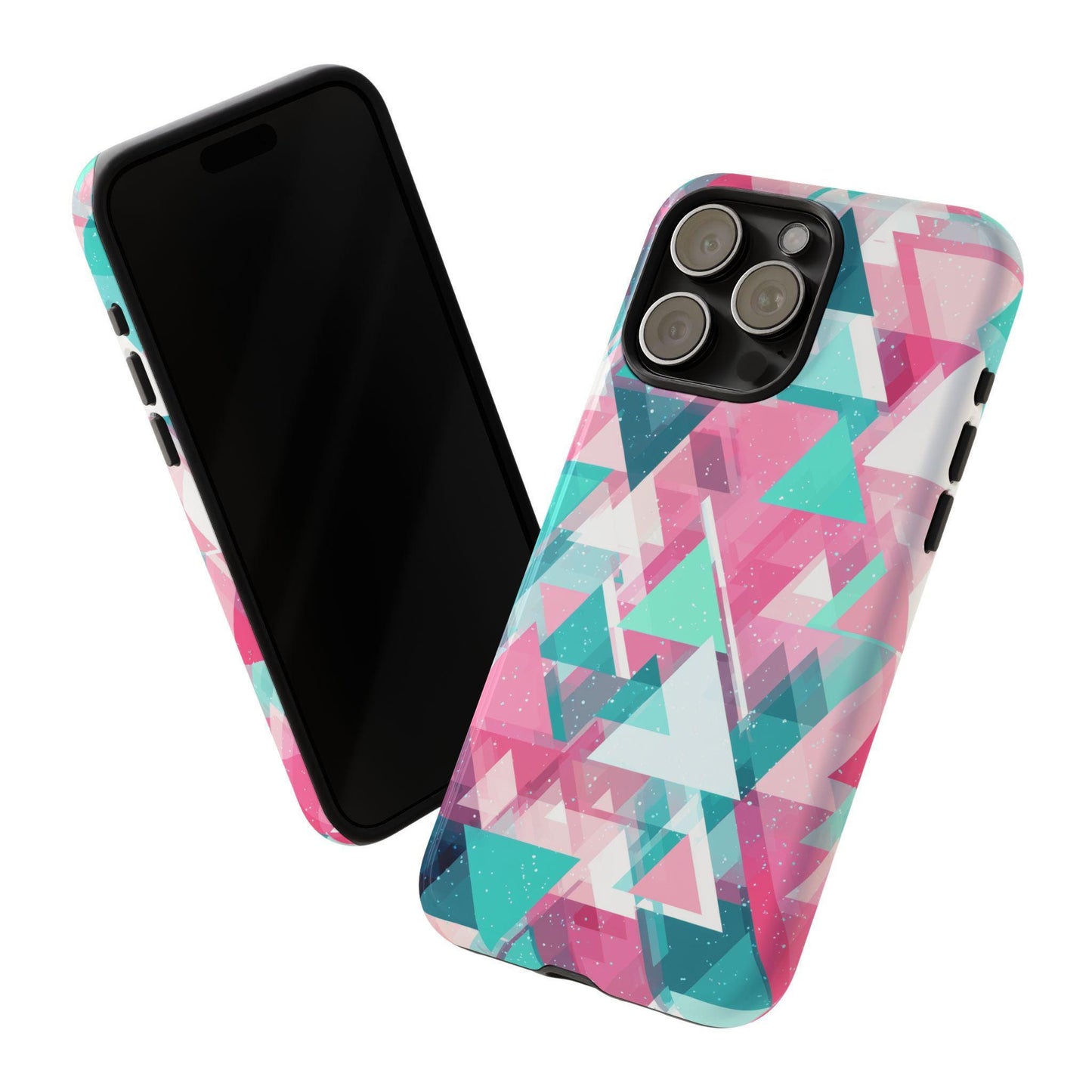 Abstract Triangles Pink Teal Pattern