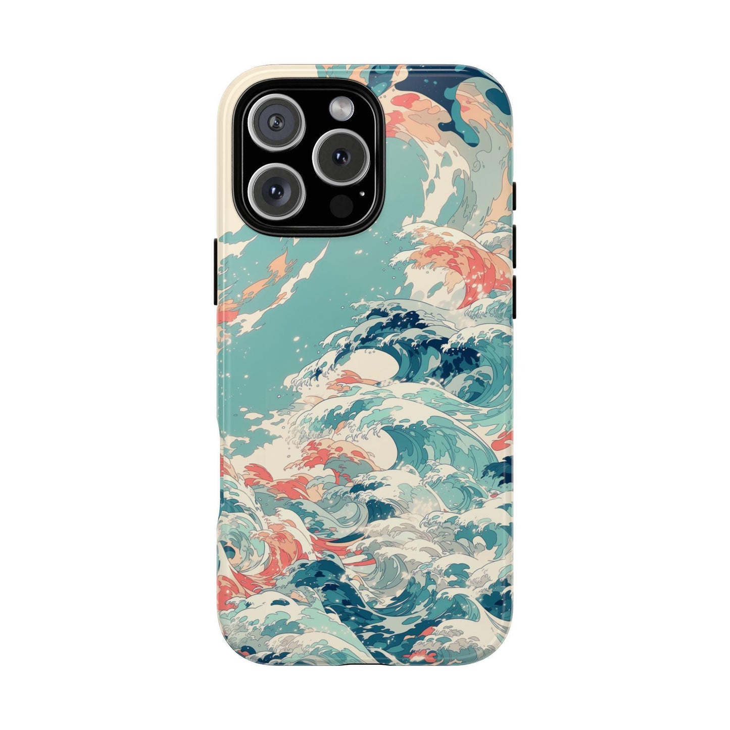 Teal Ocean Waves Coral Pastel
