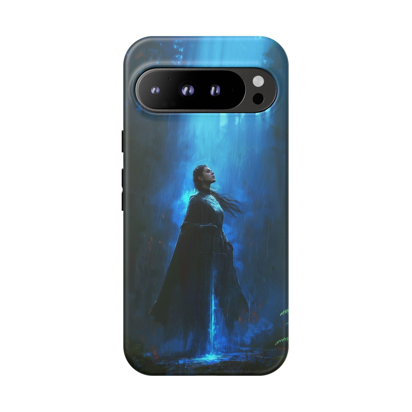 Elegant Knightess Blue Magical Aura