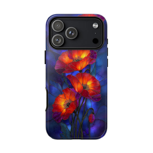 Red Poppy Flower Stained Glass