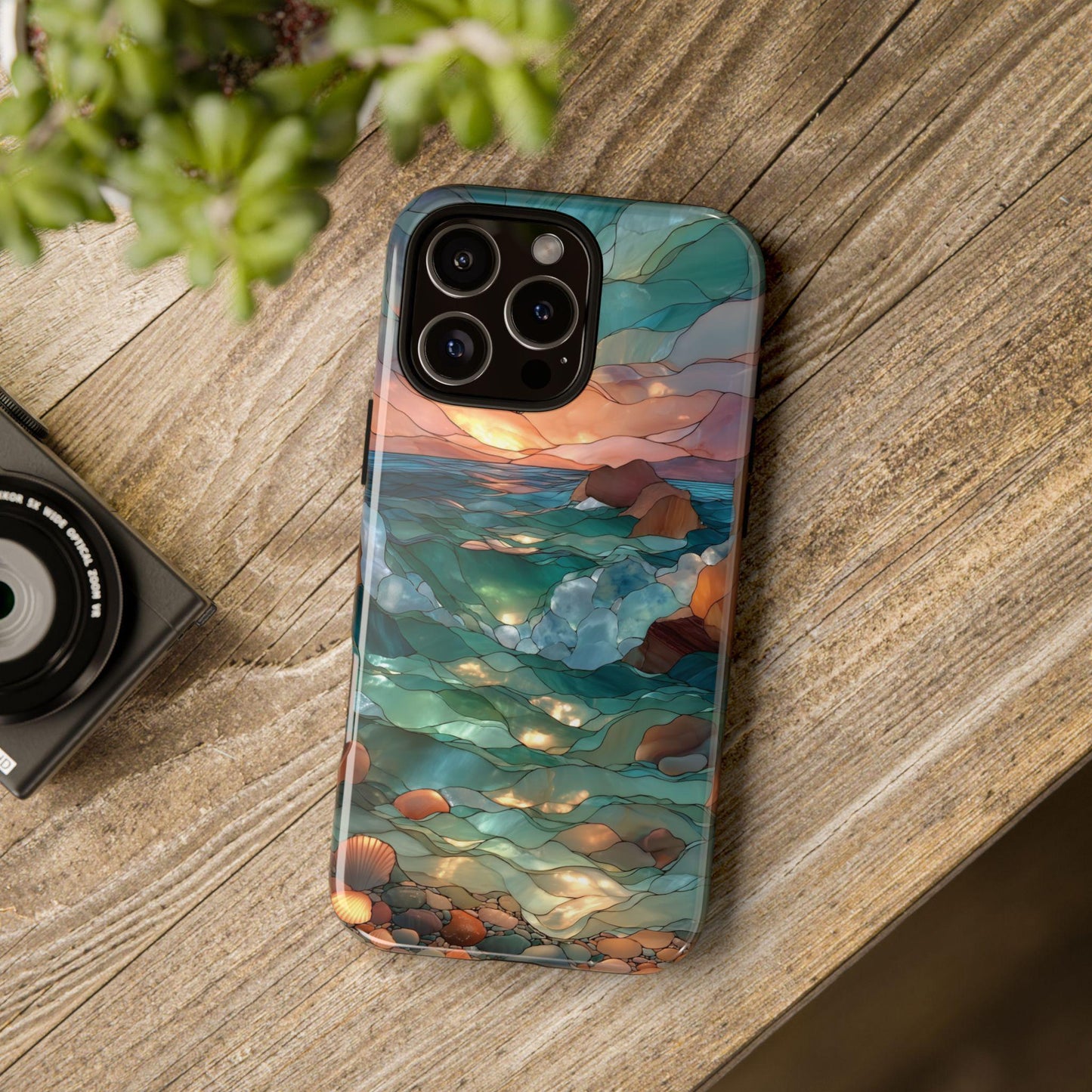 Stained Glass Rocky Beach