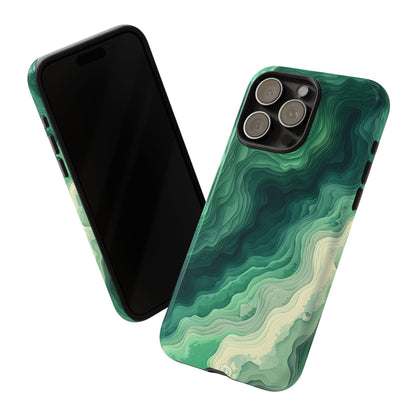 Topographic Green Wave Map Pattern