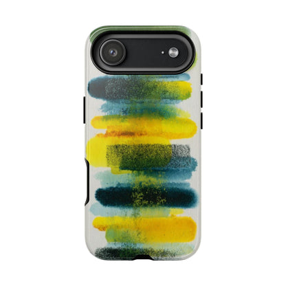 Green Yellow Citron Cascade Brush Strokes