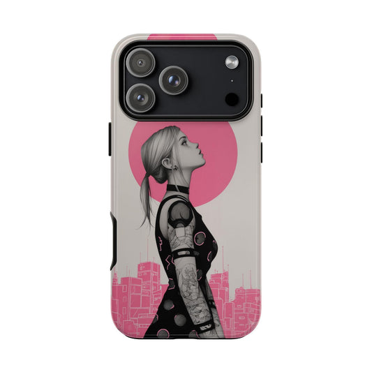Cyberpunk Pink Neon Girl Portrait