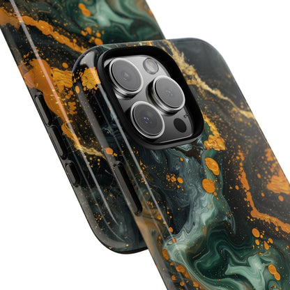 Luxury Marble Green Gold Liquid Wave