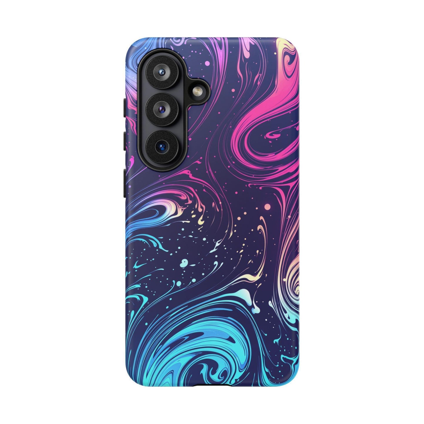 Teal Blue Swirls Neon Liquid