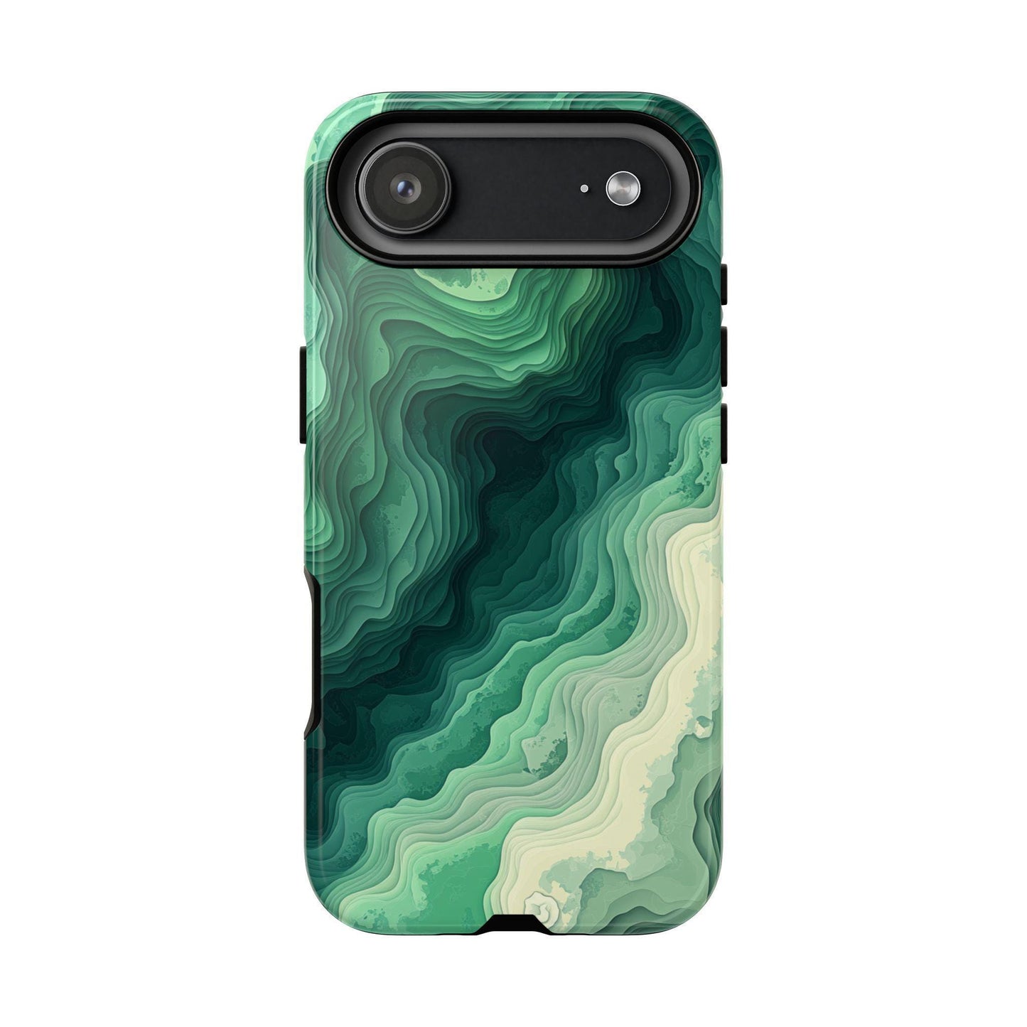 Topographic Green Wave Map Pattern