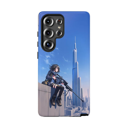 Sniper Anime Girl City Buildings