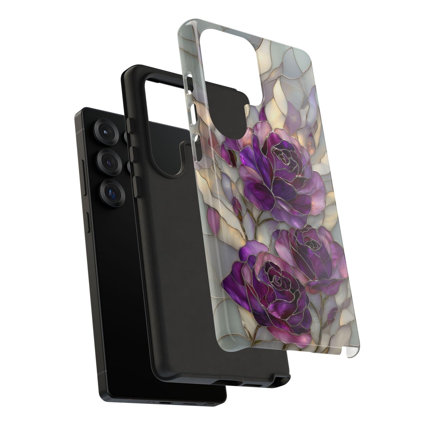 Purple Roses Stained Glass Flower