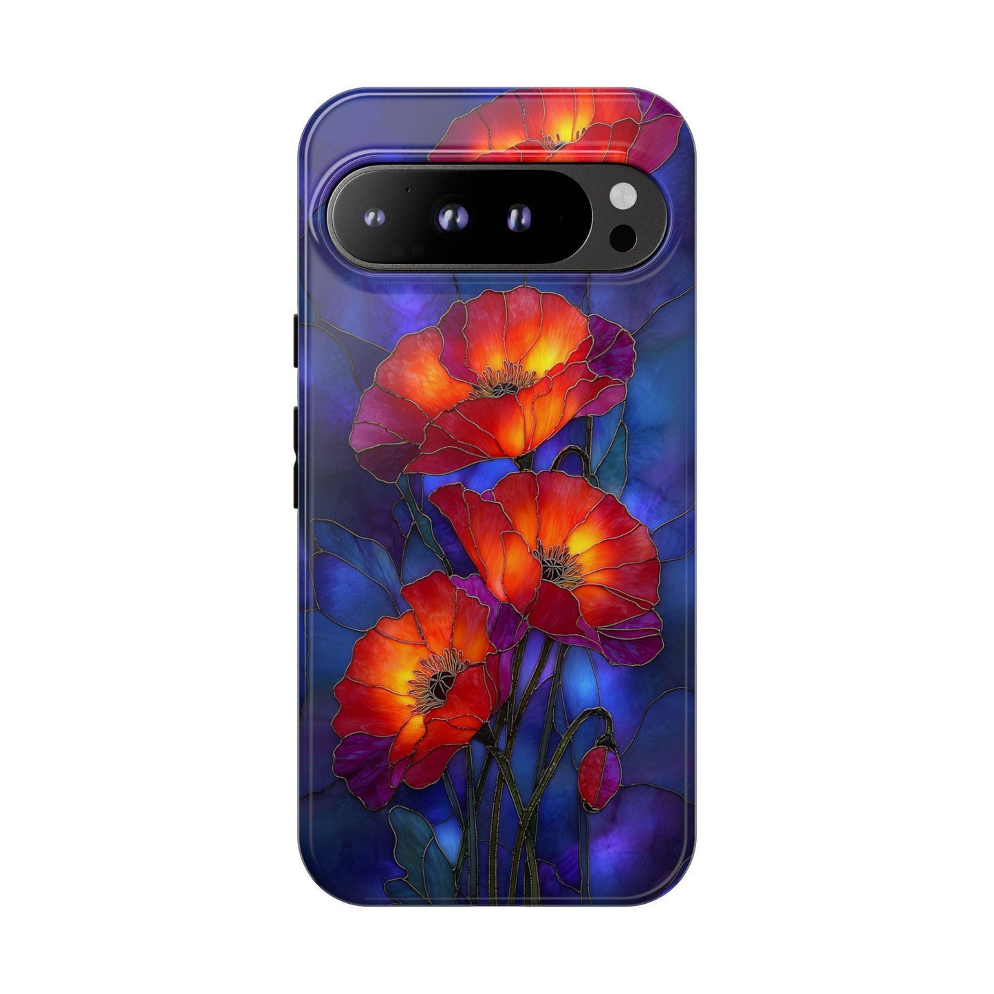 Red Poppy Flower Stained Glass