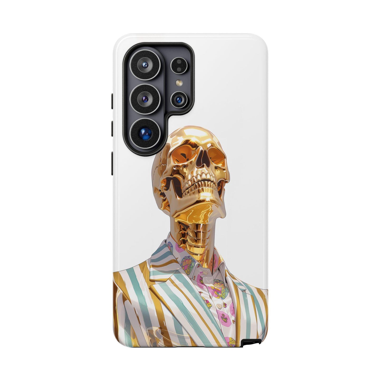 Golden Skeleton Striped Suit Skull