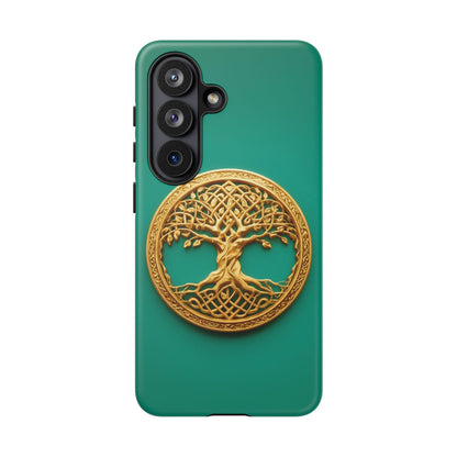Golden Yggdrasil Celtic Tree Teal