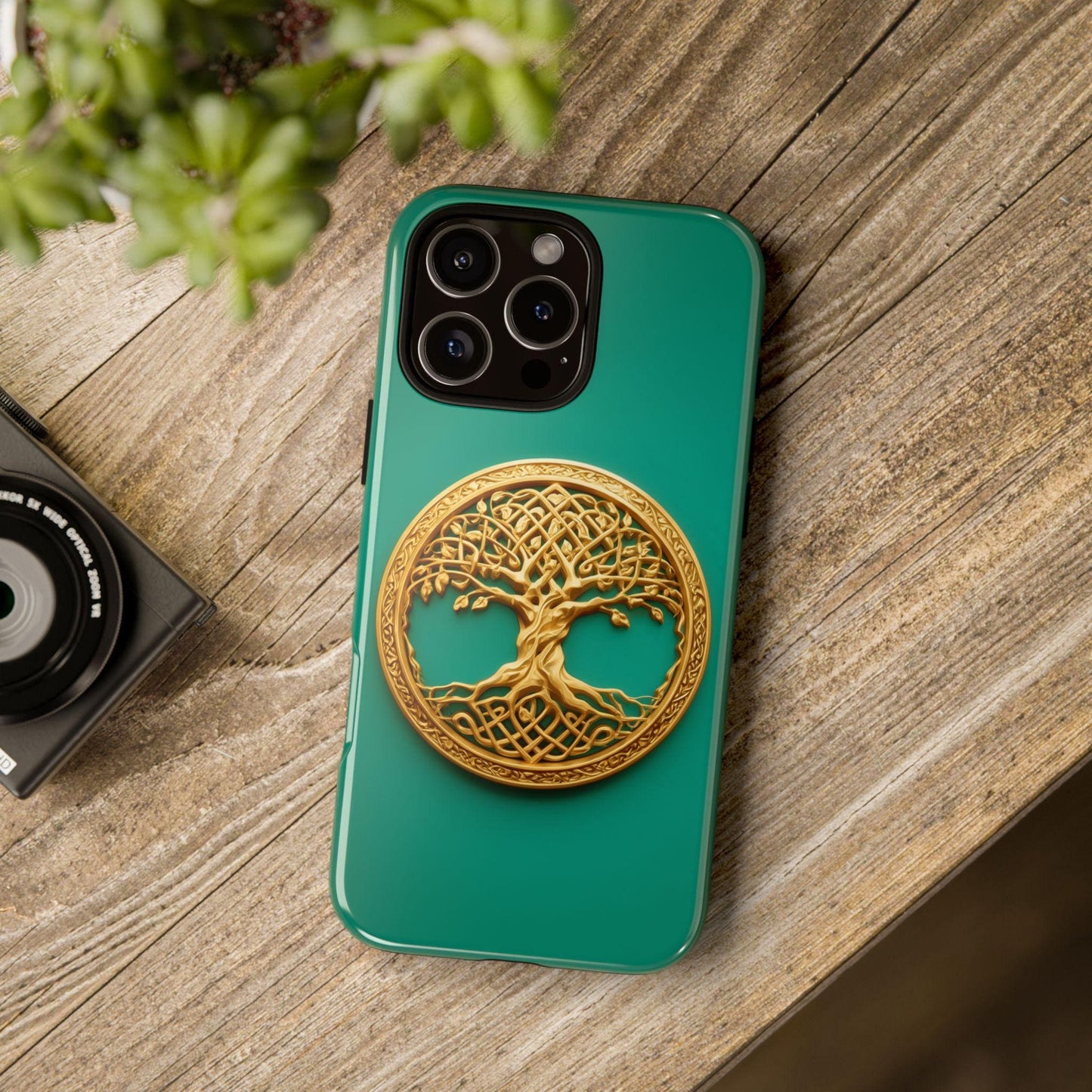 Golden Yggdrasil Celtic Tree Teal