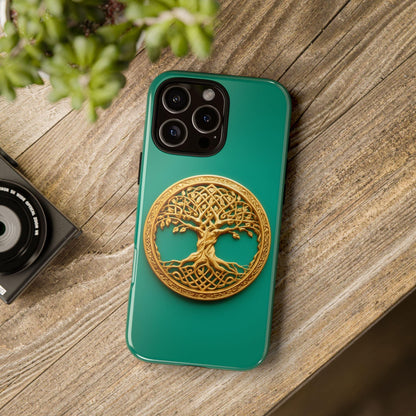 Golden Yggdrasil Celtic Tree Teal