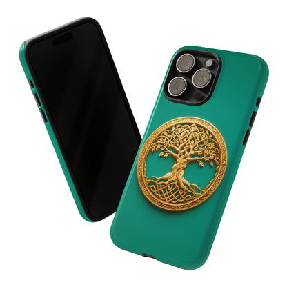 Golden Yggdrasil Celtic Tree Teal