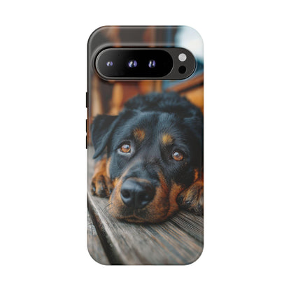 Rottweiler Dog Wooden Deck