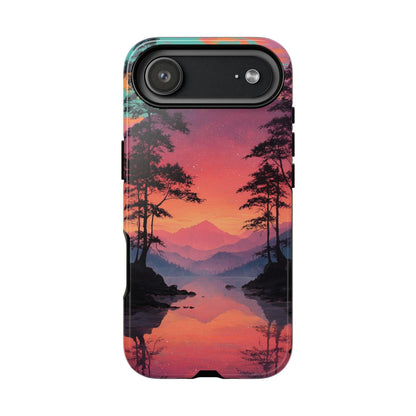 Serene Magenta Pink Sunset Forest