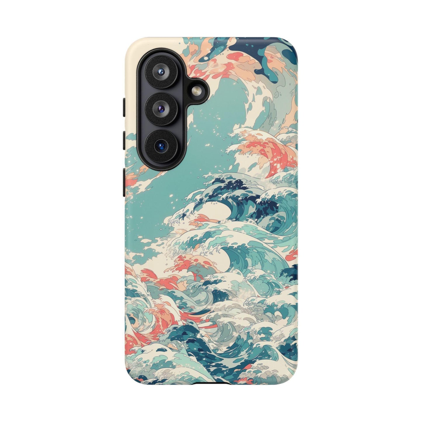 Teal Ocean Waves Coral Pastel