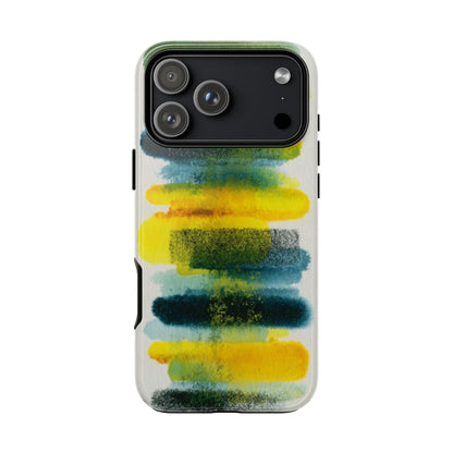 Green Yellow Citron Cascade Brush Strokes